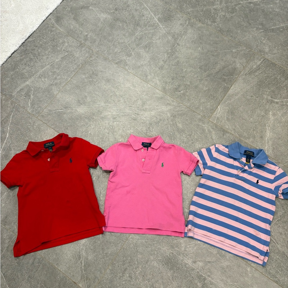 Polo by Ralph Lauren Kids' Polo Shirts - Red, Pink, Blue Striped 2T